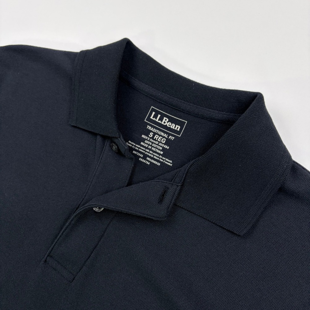 L.L.Bean Traditional Fit Polo Shirt Mens S Navy Blue 100% Cotton Pique Classic